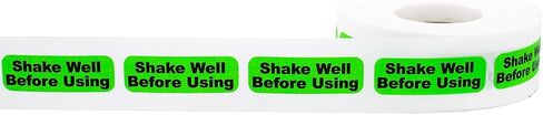 Fluorescent Green with Black Shake Well Before Using Medical Healthcare Stickers, 0.5 x 1.5 Inches in Size, 500 Labels on a Roll in Saudi Arabia