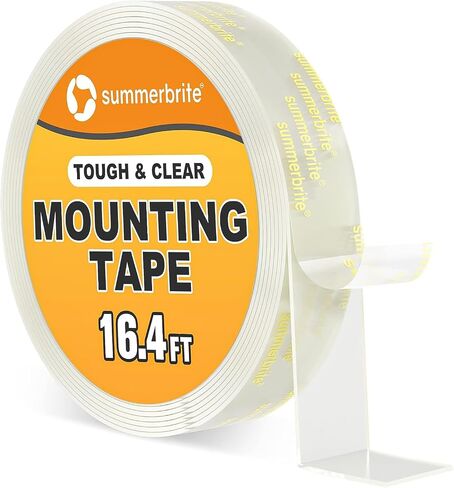 Double Sided Tape Heavy Duty, Clear Mounting Tape Waterproof Transparent Tape,16.4FT Two Sided Adhesive Tape, Removable Wall Tape Sticky Poster Tape for Home,Office in Kuwait