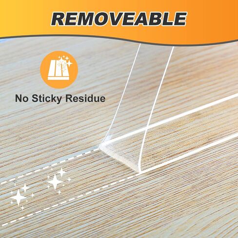 Double Sided Tape Heavy Duty, Clear Mounting Tape Waterproof Transparent Tape,16.4FT Two Sided Adhesive Tape, Removable Wall Tape Sticky Poster Tape for Home,Office in Kuwait