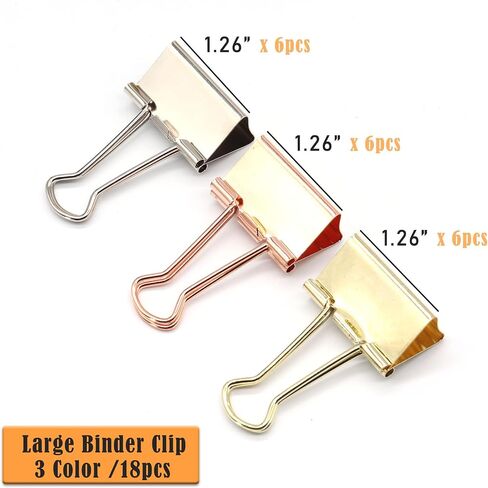 Binder Clips Paper Clamps Paper Clips, 0.75inch (19mm), 3 Colored Set, 72 Pcs Small Size Office Clips for Home School and Business in Saudi Arabia