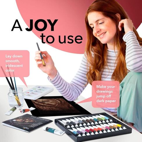 مجموعة أنابيب أكريليك معدنية مكونة من 24 قطعة من Castle Art Supplies | أنابيب 24 × 12 مل للفنانين البالغين والمبتدئين والحرفيين، تضيف جودة لامعة على مجموعة متنوعة من الأسطح | في صندوق قوي ومقدم بشكل جميل in Kuwait