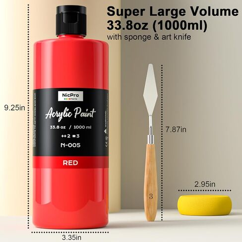 Nicpro 14 Colors Large Bulk Acrylic Paint Set (16.9 oz, 500 ml) Non Toxic Art Painting Supplies for Multi Surface Fabric Canvas Wood Leather Stone, Craft Paint for Kid & Adult with Color Wheel in Saudi Arabia