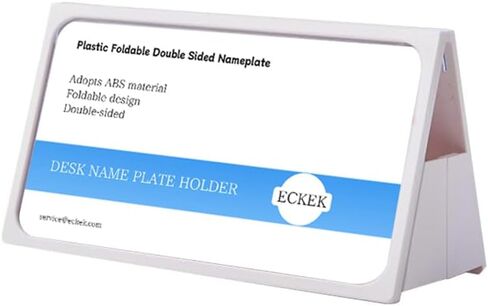 Desk Name Plate Holder, Plastic Sign Holder for Table Display, Foldable Double Sided Nameplate (Black 150*80mm/5.9*3.15 inches ) in Saudi Arabia