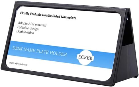 Desk Name Plate Holder, Plastic Sign Holder for Table Display, Foldable Double Sided Nameplate (Black 150*80mm/5.9*3.15 inches ) in Saudi Arabia