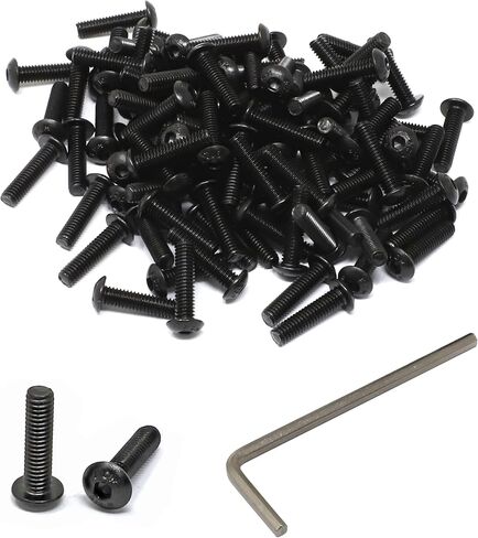 iexcell 100 Pcs M4 x 30mm Thread Pitch 0.7 mm Alloy Steel 12.9 Grade Hex Socket Button Head Cap Screws Bolts Kit, Black Oxide Finish in Saudi Arabia