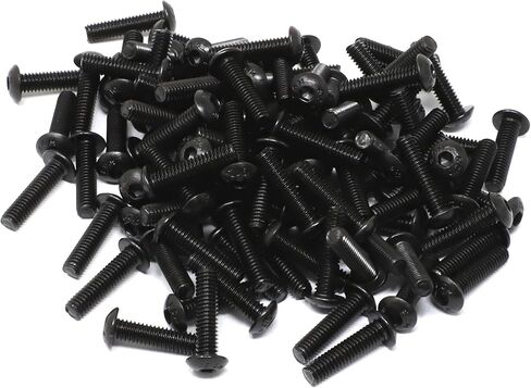iexcell 100 Pcs M4 x 30mm Thread Pitch 0.7 mm Alloy Steel 12.9 Grade Hex Socket Button Head Cap Screws Bolts Kit, Black Oxide Finish in Saudi Arabia