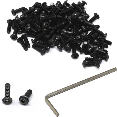iexcell 100 Pcs M4 x 30mm Thread Pitch 0.7 mm Alloy Steel 12.9 Grade Hex Socket Button Head Cap Screws Bolts Kit, Black Oxide Finish in Saudi Arabia