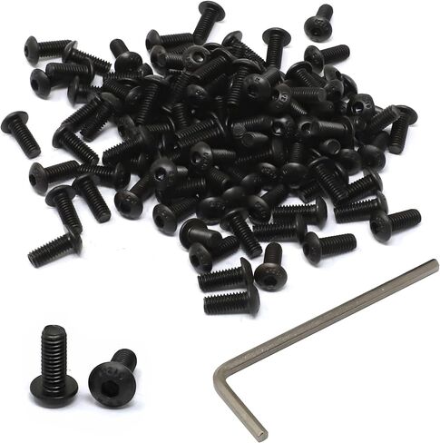 iexcell 100 Pcs M4 x 30mm Thread Pitch 0.7 mm Alloy Steel 12.9 Grade Hex Socket Button Head Cap Screws Bolts Kit, Black Oxide Finish in Saudi Arabia