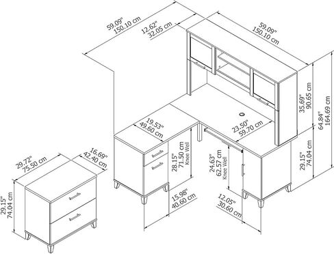Bush Furniture Somerset L Shaped Desk with Hutch and Lateral File Cabinet in Saudi Arabia