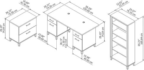 مكتب مكتب Bush Furniture Somerset 60W مع خزانة ملفات جانبية وخزانة كتب ذات 5 أرفف في Hansen Cherry in Kuwait