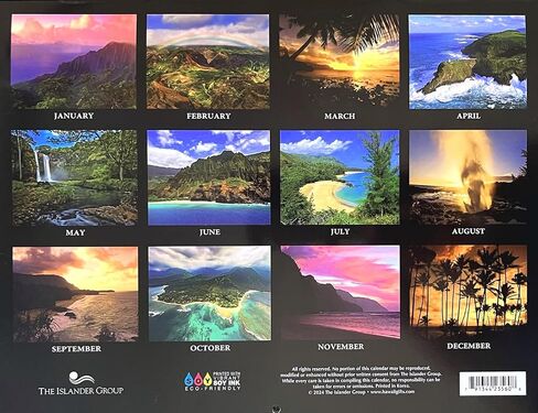 Islander Hawaii Hawaiian 2025 Twelve Month Wall Calendar (Kauai The Garden Isle) in Saudi Arabia