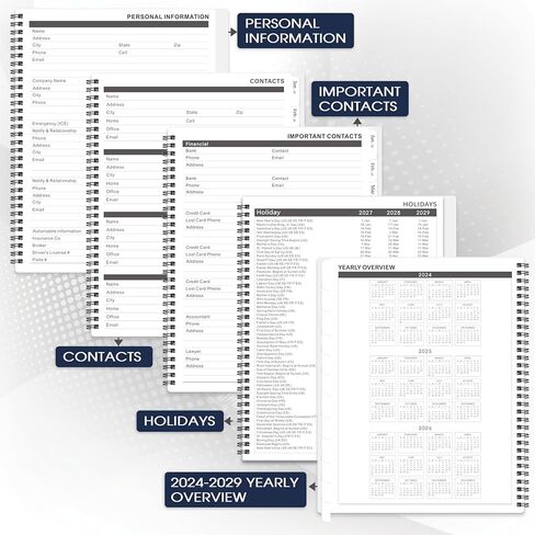 2024-2029 Monthly Planner/Calendar - Jul 2024 - Jun 2029, 5 Year Monthly Planner with Tabs & Celebrity Quotes, 9" x 11", Famous Quotes, Two-Side Pocket, Suitable for Long-Term Planning, Black in Kuwait