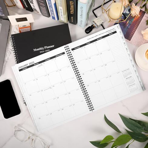 2024-2029 Monthly Planner/Calendar - Jul 2024 - Jun 2029, 5 Year Monthly Planner with Tabs & Celebrity Quotes, 9" x 11", Famous Quotes, Two-Side Pocket, Suitable for Long-Term Planning, Black in Kuwait