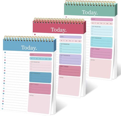 EOOUT To Do List Notepad، 3 عبوات، مفكرة مخططة يومية، مفكرة مخطط تجريب مجلة اللياقة البدنية، 52 ورقة مزيج الألوان الممزقة، دفتر تخطيط 5.2 × 7.9 بوصة، هدايا مكتب الفصل الدراسي in Saudi Arabia