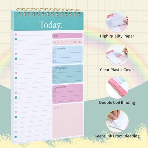 EOOUT To Do List Notepad، 3 عبوات، مفكرة مخططة يومية، مفكرة مخطط تجريب مجلة اللياقة البدنية، 52 ورقة مزيج الألوان الممزقة، دفتر تخطيط 5.2 × 7.9 بوصة، هدايا مكتب الفصل الدراسي in Saudi Arabia