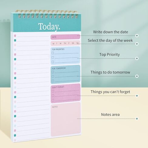 EOOUT To Do List Notepad، 3 عبوات، مفكرة مخططة يومية، مفكرة مخطط تجريب مجلة اللياقة البدنية، 52 ورقة مزيج الألوان الممزقة، دفتر تخطيط 5.2 × 7.9 بوصة، هدايا مكتب الفصل الدراسي in Saudi Arabia