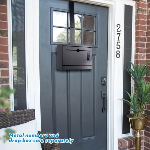 Pochar Over-the-Door Steel Specimen Container - Payment, Key, Night Drop Box - 6.5'' Height Adjustable, Removable Hinge for Wall Mount (Black) in Saudi Arabia