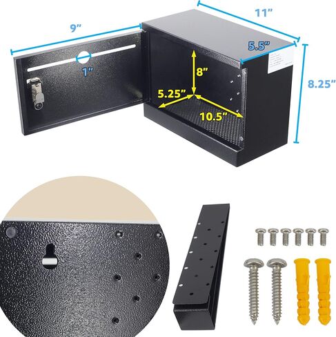 Pochar Over-the-Door Steel Specimen Container - Payment, Key, Night Drop Box - 6.5'' Height Adjustable, Removable Hinge for Wall Mount (Black) in Saudi Arabia