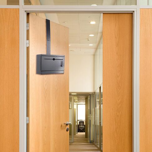 Pochar Over-the-Door Steel Specimen Container - Payment, Key, Night Drop Box - 6.5'' Height Adjustable, Removable Hinge for Wall Mount (Black) in Saudi Arabia
