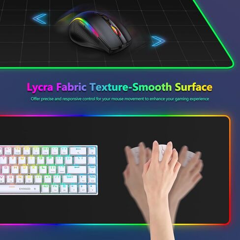 Large RGB Gaming Mouse Pad: 35.4"x15.7" Desk Mat for Keyboard and Mouse, LED Game Mousepad with 14 Colors Light Modes, Non-Slip Desk Pad Matt Protector+Coasters-for Home, Office, Desktop-Black in Kuwait
