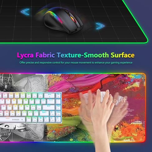 Large RGB Gaming Mouse Pad: 35.4"x15.7" Desk Mat for Keyboard and Mouse, LED Game Mousepad with 14 Colors Light Modes, Non-Slip Desk Pad Matt Protector+Coasters-for Home, Office, Desktop-Black in Kuwait