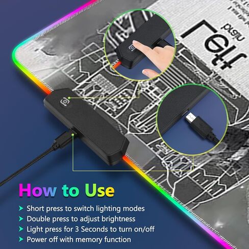 Large RGB Gaming Mouse Pad: 35.4"x15.7" Desk Mat for Keyboard and Mouse, LED Game Mousepad with 14 Colors Light Modes, Non-Slip Desk Pad Matt Protector+Coasters-for Home, Office, Desktop-Black in Kuwait