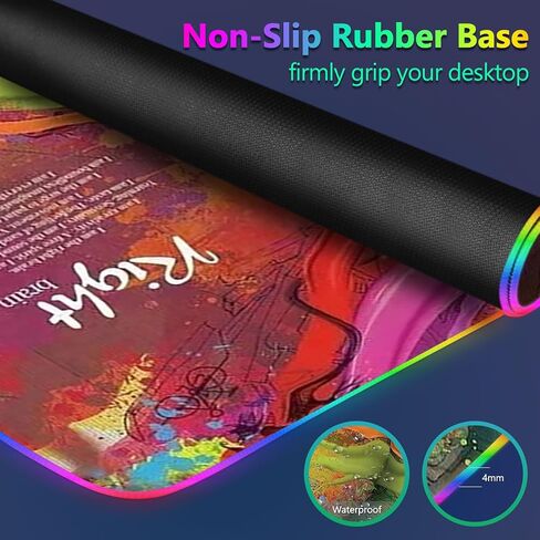 Large RGB Gaming Mouse Pad: 35.4"x15.7" Desk Mat for Keyboard and Mouse, LED Game Mousepad with 14 Colors Light Modes, Non-Slip Desk Pad Matt Protector+Coasters-for Home, Office, Desktop-Black in Kuwait
