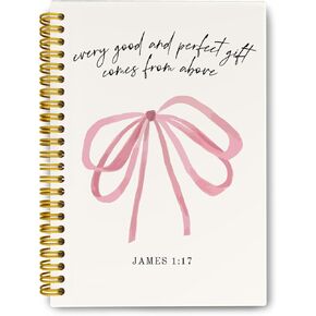 Chirstian Bible Verse Journaling Notebooks, Coquette Pink Bows Spiral Notebook, Christian James 1:17 Notebook Journal, Pink Office Supplies, Hardcover Spiral Notebooks College Ruled 5.5 x 8.3