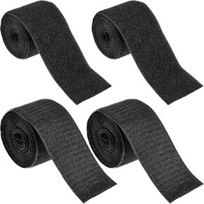 cobee 4 Pack Sew On Hook and Loop Strips, 2 Inch Wide 6 Ft Long Nylon Fabric Interlocking Tape Fasteners Non-Adhesive Back Strips Hook & Loop Tape for Clothing Sewing Crafts and DIY Projects, Black