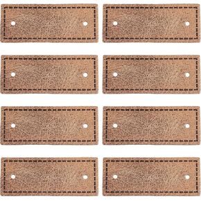 FINGERINSPIRE 50 Pcs Blank Leather Tags PU Label Tags 2x0.8 Inch Rectangle Leather Tag with Hole Camel Color Leather Handmade Tags Button for Jeans Bags Shoes Hat DIY Crafts Accessory