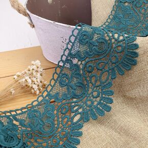 IDONGCAI Venice Lace Trim 4 Inch Wide Lace Trim Lace Edge Trim Floral Venice Lace Ribbon Embroidered Lace Wedding Applique DIY Sewing Crafts(Dark Green)