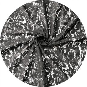 Lace Realm 60 Inches Wide Raschel Thread Lace Fabric, Vintage Lace Fabric Bolt for Wedding Dress,Fashion, Crafts, Decorations Lace Trim Fabric (a8332 Black, 1 Yard)