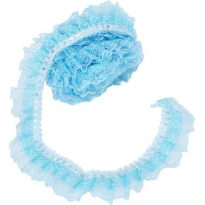 Lace Ribbon Vintage Lace Trim Lace Embroidered Fabric Pleated Organza Dot Lace for Clothes Embellishment Craft Supplies 5 Yards()