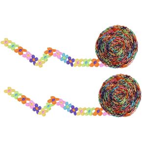 Lace Ribbon Trim Embroidered Sewing Lace Trim, Colorful Heart Shell Butterfly Flowers Ribbon Applique Fabric for Decorations Crafts Supplies, 6 Yards (Mix)