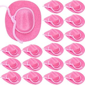 Hercicy 36 Pcs Mini Cowboy Hats for Crafts Wedding Favors Decoration Flocking Miniature Felt Cowgirl Western Party Hat Dollhouse Decor for Dollhouse Craft