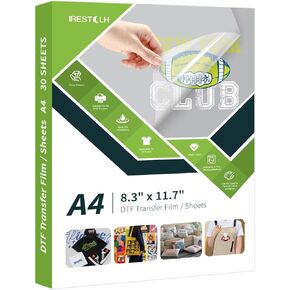 30 Sheets Double-DTF Transfer Film - A4（8.3"×11.7"）-Sided Matte Finish, DTF Film for Sublimation and DTF Inkjet Printer, Direct to Film Transfer Paper for T-Shirts Textile