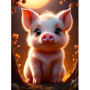 Lophomie Diamond Art Pig Kits for Adults Cute Baby Pig Diamond Painting for Beginners Full Drill Round 5D Diamond Art Pictures Gem Art Painting Kits Crafts 12x16 Inch.
