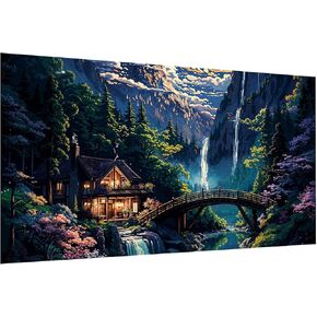 JOOZ Mountain Diamond طقم الطلاء للبالغين 5D المناظر الطبيعية الكبيرة مجموعات الفن الماسي للبالغين منزل الماس الفن مجموعات الرسم جوهرة الفن مجموعات لديكور جدار المنزل 27.5 × 15.7 بوصة in Kuwait