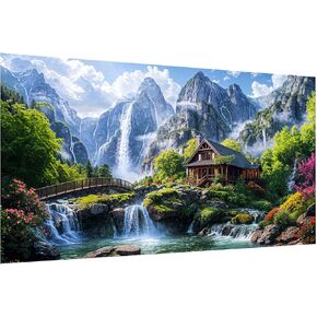 JOOZ Flowers Diamond Painting Kits for Adults 5D Large Landscape Diamond Painting Kit for Adults Full Drill Trees Diamond Painting Kits Gem Art Kits for Home Wall Decor 27.5x15.7Inch
