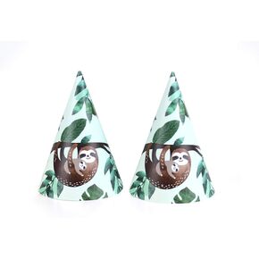 Sloth Party Hats | 12 pack | Sloth Birthday Party Supply | Tropical Theme Kids Birthday Party Hats Green