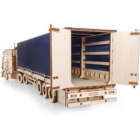 EWA Eco Wood Art Tilt Semitrailer for Truck Road King - Advanced Wooden Craft Kit - Sustainable DIY Assembly Model Accessory for Adults