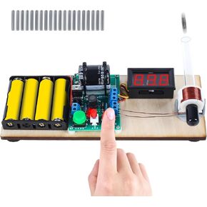 MiOYOOW Soldering Practice Kit, DIY Electric Magnetic Transmitter Kit with Adjustable Voltage and Turret Angle, School Soldering Learning Project Mini Shooting Game Toy for 15+ Years Old Boys Girls