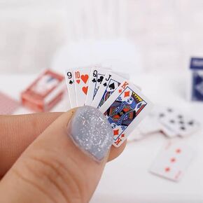 Miniature Poker Playing Cards, Dollhouse Miniatures Poker, Mini Card 1/12 Poker Cards, Mini Playing Cards, for Dollhouse Miniatures Diorama, Tiny Art Miniature Painting Personalized Gifts