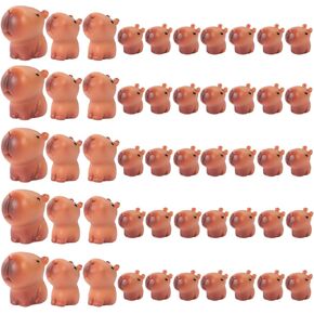 50 Pieces Mini Capybara Figurines Miniature Resin Capybara for Crafts Dollhouse Tiny Resin Animals for Fairy Garden Cake Toppers Decor Capybara Birthday Decorations