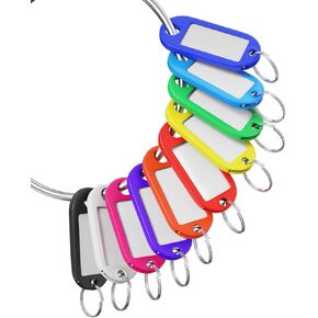 70 Pcs Plastic Colored Key Ring Tags with Labels - Key Tags Identifiers,Name Tags and Labels,Adapt to USB Drive,Key Chains with Label Tags,Pets Key Id Tags,Small Luggage Tags