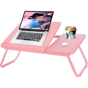 Laptop Desk for Bed Couch, Portable Lap Desk for Laptop, Bed Table for Laptop, Foldable Laptop Stand for Bed, Bed Desk for Laptop and Writing (Candy Pink)