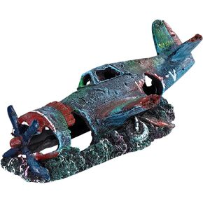 balacoo Fish Tank Decorations Resin Fish Tank Ornament Fighter Plane Aquarium Decoration Cave Hideout Habitat Wreck for Fish Tank Aquarium S Aquarium Decor