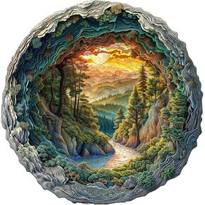 Wooden Puzzles for Adults, 3D Cave Sky Wooden Puzzle, Unique Shape Puzzles, Birthday Gifts for Friends, Interesting Home Decoration(L, 300pcs, 13.4 * 13.4in)