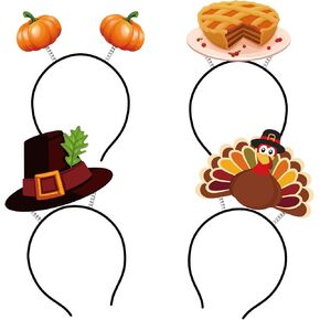 8PCS Thanksgiving Turkey Headband Decorations - Fall Pumpkin Head Boppers Party Favors Accessories Supplies