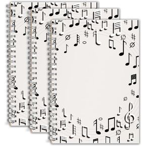 (3 Pack)Blank Sheet Music Notebook, Composition Staff Paper Notebook, Manuscript Paper Notebook, 11 Staves, Art Music Notebook Black, Total 480 Pages, 26x19cm,Music Notebook (White Music)